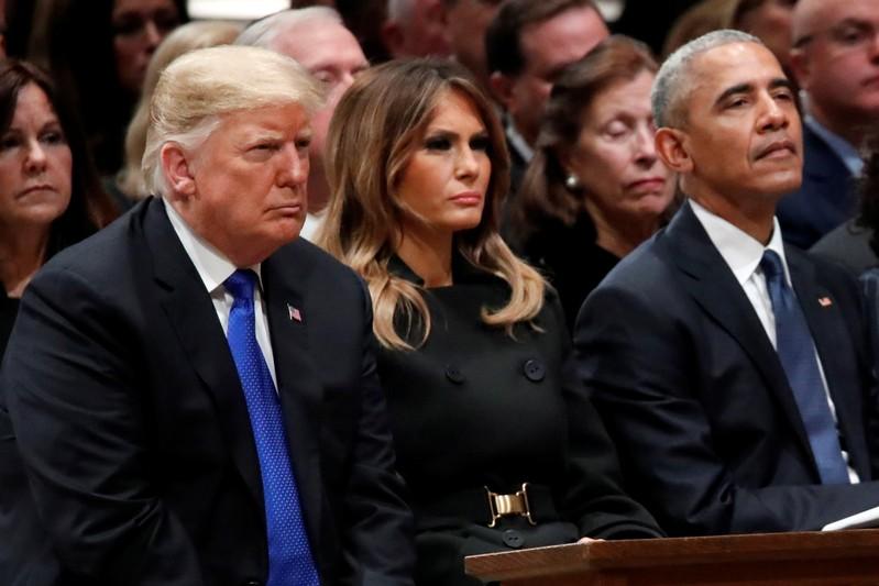 No chumminess between Trump, former presidents at George Bush funeral