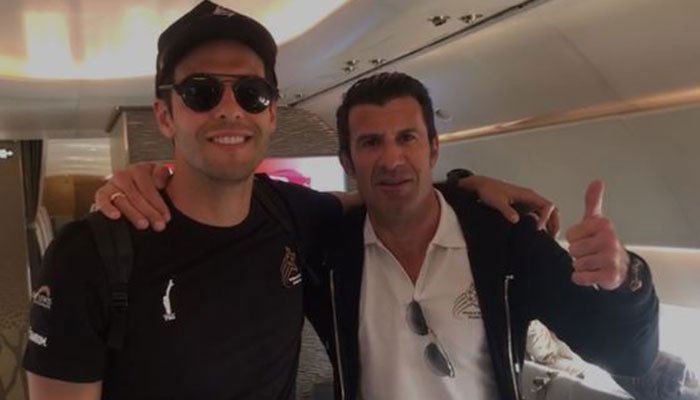 World Soccer stars Figo of Portugal, Kaka of Brazil arrive in Karachi