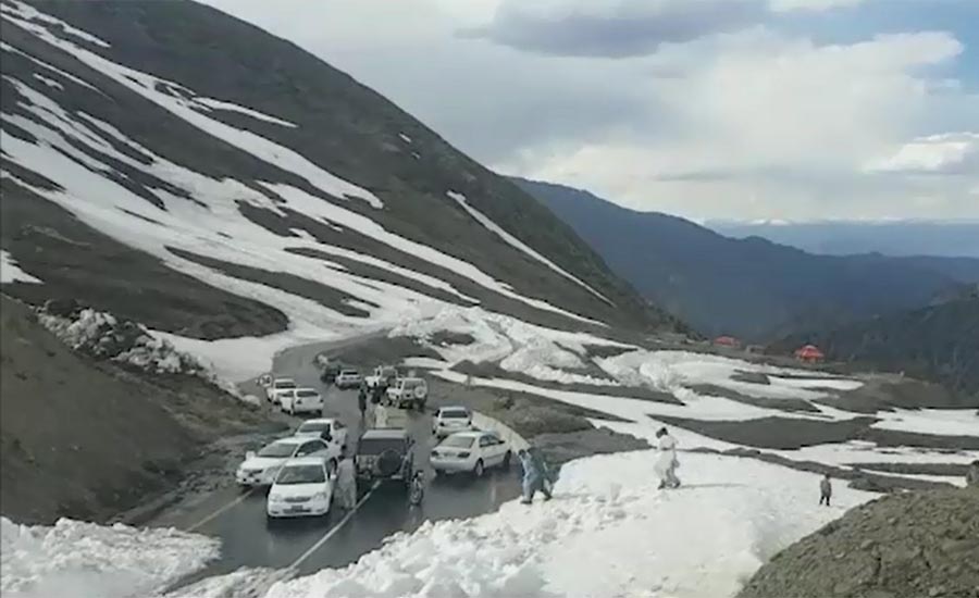 Snow removed from Babusar Top Road after eight months