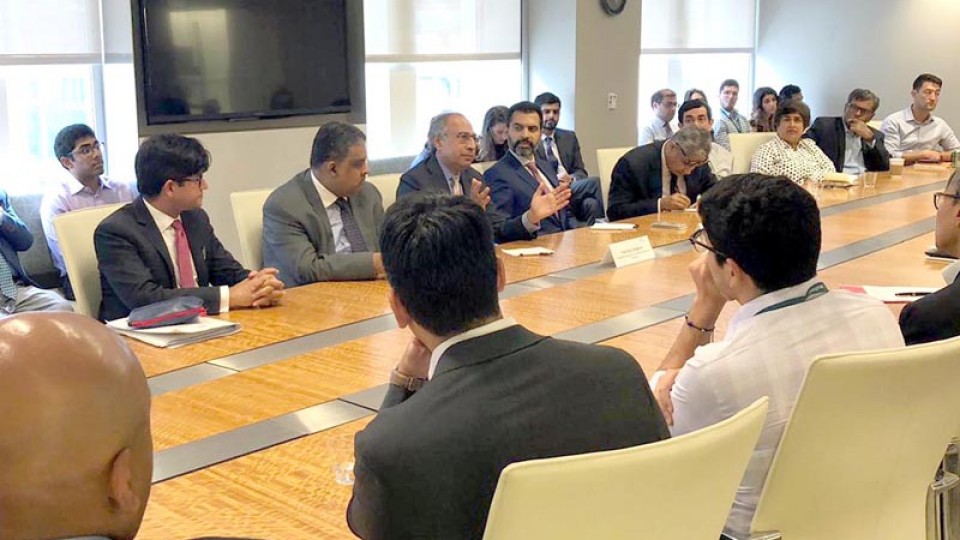 Hafeez Shaikh, Reza Baqir meet IMF MD, WB officials in Washington