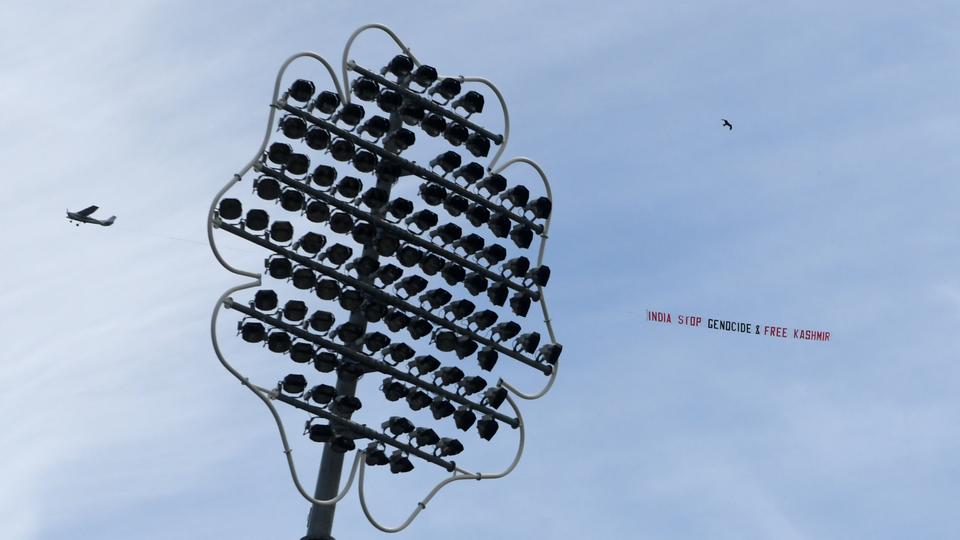 Plane towing "Justice for Kashmir" banner flies over UK stadium