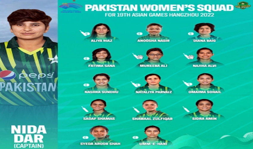 Pakistan women's squad for Asian Games announced