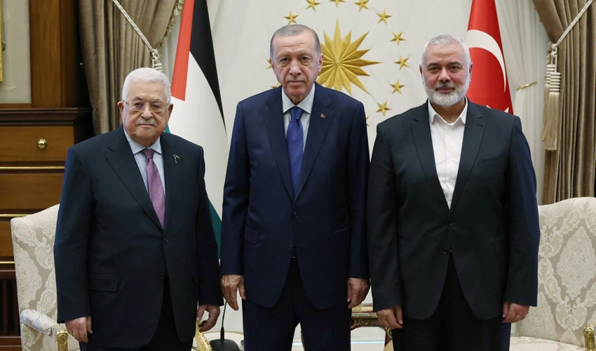 Erdogan meets Palestinian president, Hamas leader in Ankara