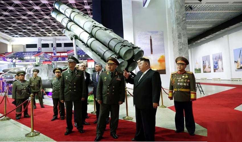 North Korea's Kim shows off banned missiles to Russian minister