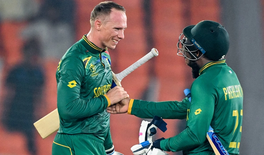 Van der Dussen steers South Africa to victory as Afghanistan exit World Cup