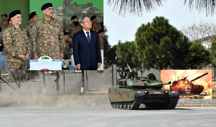 COAS Asim Munir attends Haider tank's rollout ceremony at HIT, lauds workforce's commitment