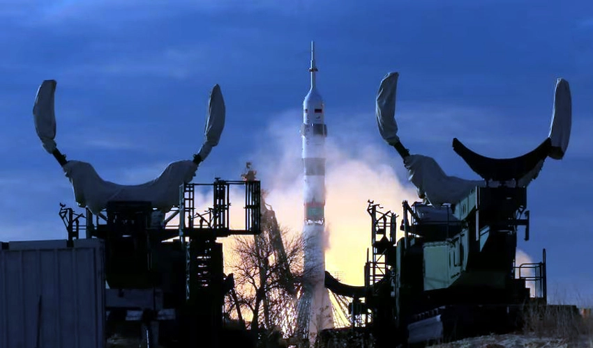 Soyuz spacecraft with American, Russian and Belarusian docks with ISS