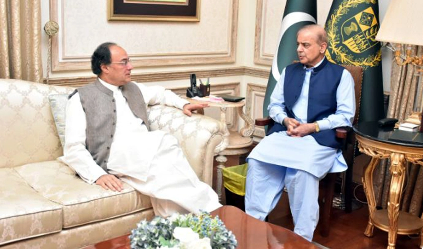 Finance Minister Muhammad Aurangzeb briefs PM Shehbaz Sharif about his upcoming US visit