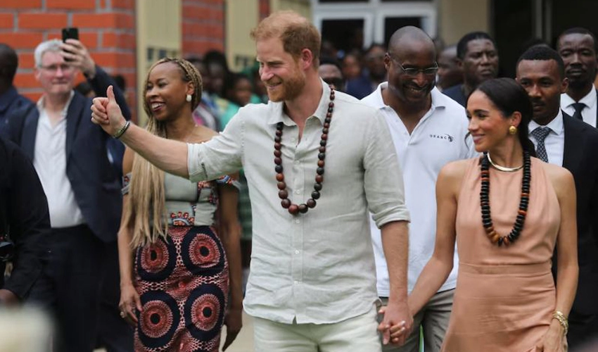 Prince Harry and Meghan talk mental health on first Nigeria visit