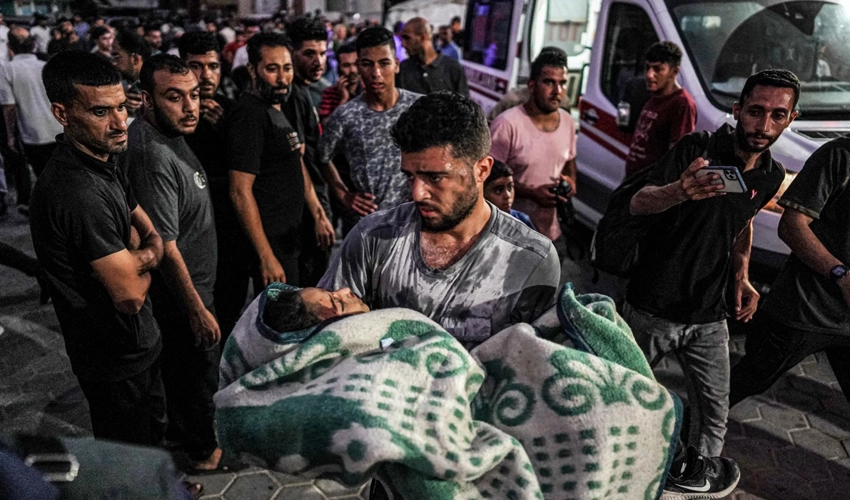 Terrorist Israel pounds central Gaza with heavy air strikes, martyrs’ toll at 36,586