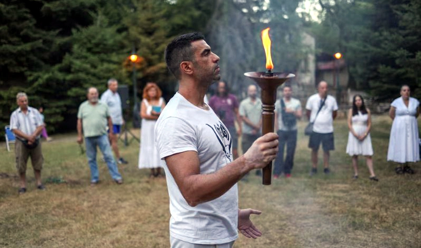 Devotees invoke ancient Greek deities on Mount Olympus foothill